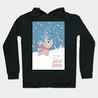 The first snow. Surprised little reindeer looking up in the sky. Let it snow and Merry Christmas. Hoodie